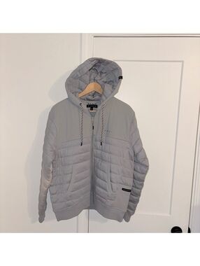 Cloak $150 Unisex Small Full Zip  gray hooded puffer jacket